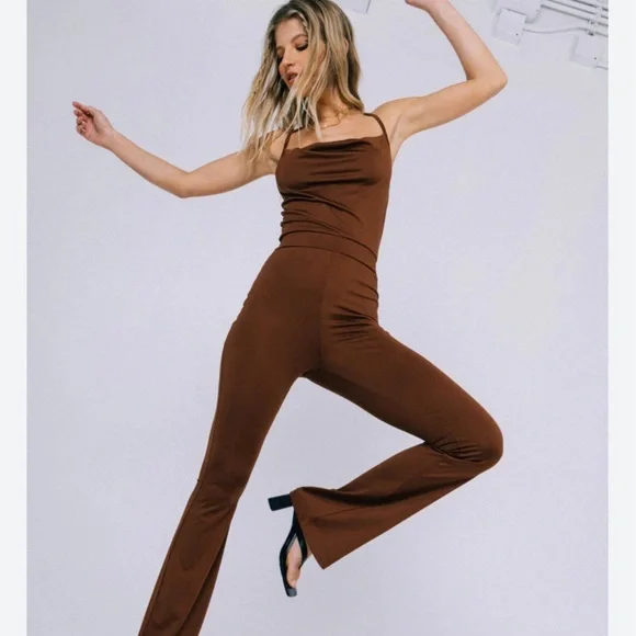 Princess Polly Karla Brown Jumpsuit Size 6 - Picture 2 of 10